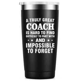 KIKERRO Soccer Coach Gifts for Men & Women, Football, Baseball, Softball, Swim, Basketball, Cheer - Funny Gift Idea for Appreciation, Christmas, Birthday, 20oz Insulated Coach Tumbler, Black