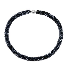 Esbbela Hand Knotted Beads Statement Necklace Artificial Crystal Choker for Women- Handmade Beaded Strand Sparkly Faceted Crystal Rondelle-17inches, Black/Red/Brown, 17 inch, Crystal, Crystal