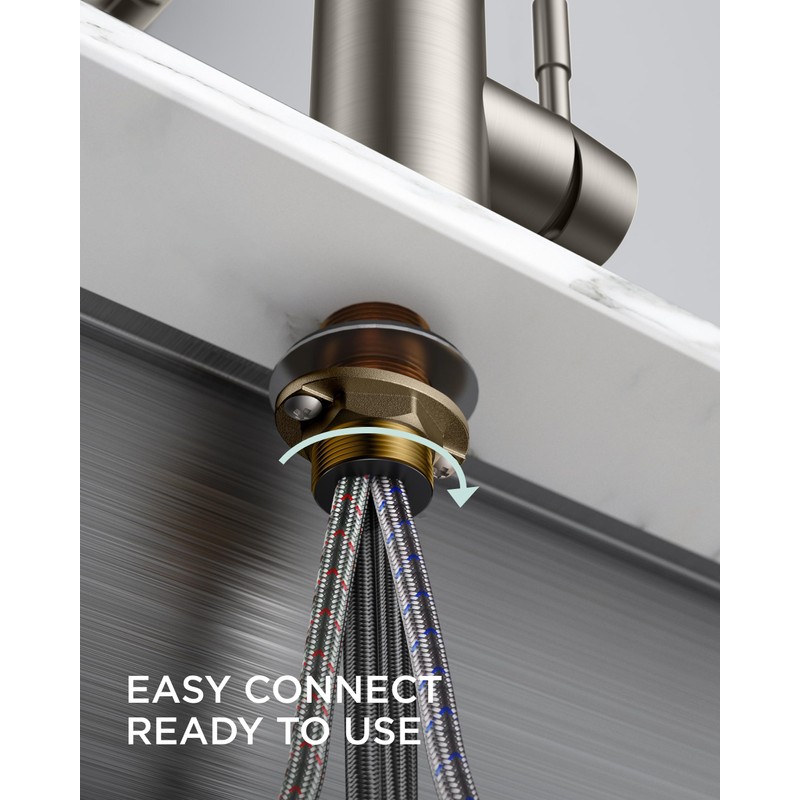 FORIOUS LED Kitchen Faucet with Pull Down Sprayer, Brushed Nickel