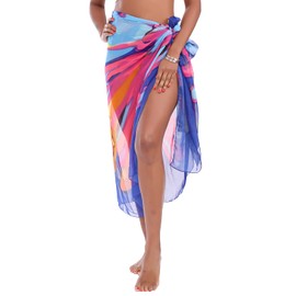 MissShorthair Womens Chiffon Beach Pareos Sarong Sheer Swimsuit Cover Ups Swimwear Bikini Wrap