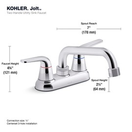 Kohler 30619-CP Jolt Utility Faucet, Polished Chrome