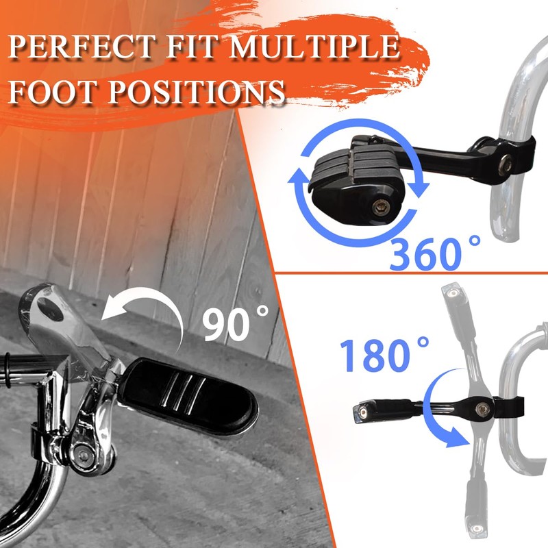 FOVPLUE 1.25" Highway Footpegs,Long Angled Adjustable Highway Pegs w/Mounts for