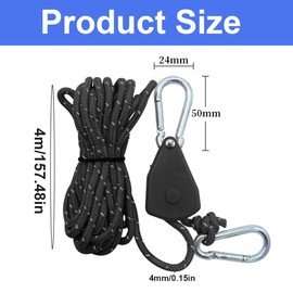 WUSJCOF Pack of 4 Guy Ropes Reflective with Rope Tensioner 4 m 4 mm Tent Tensioner Tent Cord Ratchet for Camping Tent Awning Outdoor