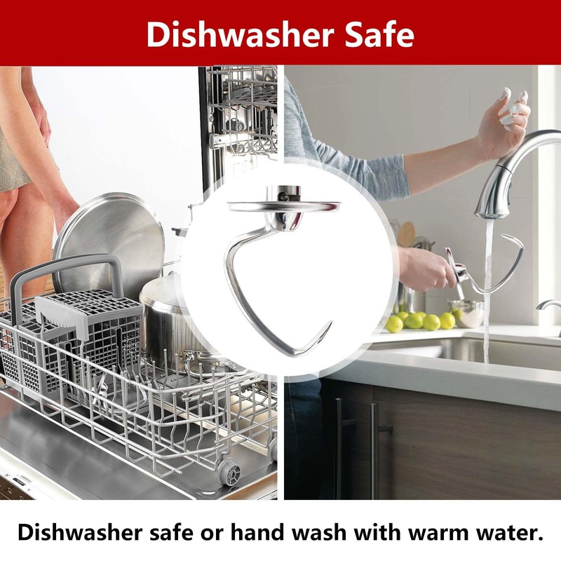 K45SS Stainless Steel Dough Hook for Kitchenaid 4.5-5 Quart Tilt-Head