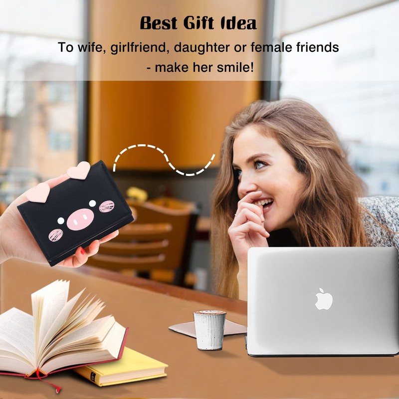 conisy Cute Slim Womens Leather Wallet,Small RFID Blocking Trifold Wallets