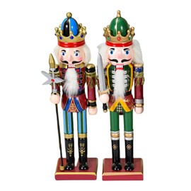 2P Wooden Christmas Nutcracker Soldiers,Large Christmas Nutcracker Soldier Ornament 30CM,Traditional Nutcracker Soldier Puppet Nutcracker Toy Gift for Kids Classic Xmas Decor Nutcracker King Soldier