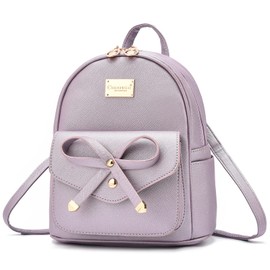 I IHAYNER Girls Bowknot Small Leather Backpack Cute Backpacks for Teen Girls Mini Backpack Purse for Women Mini Backpack for Girls Pearl Purple