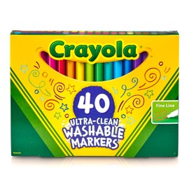 Crayola Ultra Clean Fine Line Washable Markers for School (40ct), Colored Markers for Kids, Coloring Book Art Supplies, Back to School Supplies for Teachers