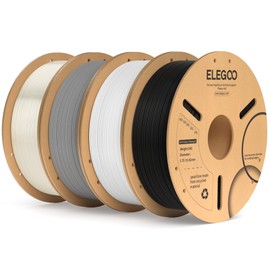 ELEGOO PLA Plus Filament 1.75mm Bundle 4KG, PLA+ Tough 3D Printer Filament Dimensional Accuracy +/- 0.02mm, 4 Pack 1kg Spool(2.2lbs) Fits for Most FDM 3D Printers(Black, White, Gray, Translucent)