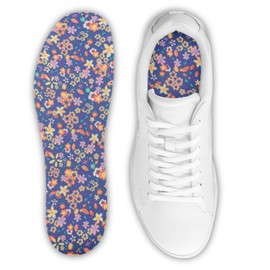 LMHCISO No Show Socks Inner Soles for Women,Barefoot Sockless Shoe Inserts,Anti-Odor Non Slip,Washable,Floral Print,Size 6-9