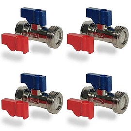 Aumix 15mm x ¾ inch Straight Washing Machine/Dishwasher Isolation Valve with Built in Non-Return Check Valve x4