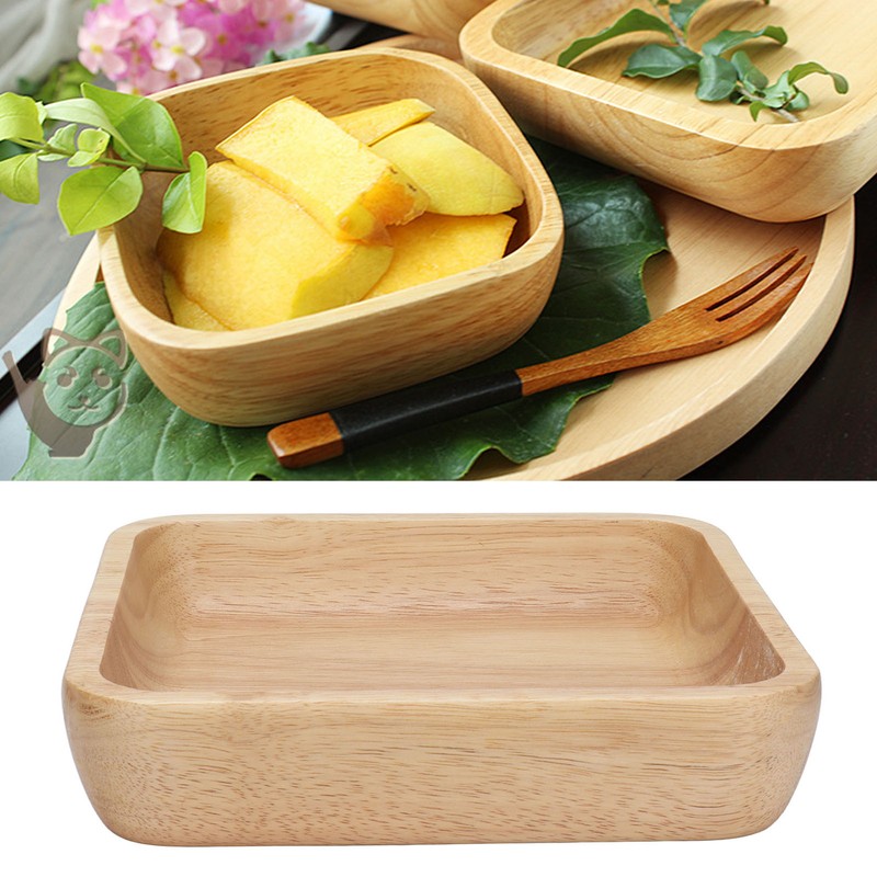 Wood Salad Bowl Square Thicked Simple Food Rice Salad Bowl