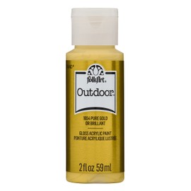 FolkArt Outdoor Acrylic Paint in Assorted Colors (2 Ounce), 1654 Metallic Pure Gold