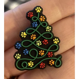 Custom Focal By 101721 LLC Christmas Tree Paw Prints Silicone Glow In The Dark Focal Bead. 35 MM By 101721