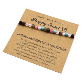 Sarini Natural Crystal 18th Birthday Bracelet Gifts for Girls, Happy Birthday Adjustable Bracelets Present for Daughter Niece Sister Friends