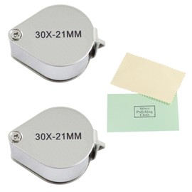NIYATA 2 Pack Silver Magnifying Glass High Power 30X 20X Pocket Magnifier Foldable Portable Antique Magnifier for Watchmakers and 2 Polishing Cloths for Jewelry Rating