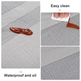 Vonabem 100% Waterproof Rectangle PVC Tablecloth, Vinyl Table Cloth Cover with Flannel Backing Oil Spill Proof Wipeable Table Cloths for Indoor Outdoor（Grey Stripe，52X70IN）