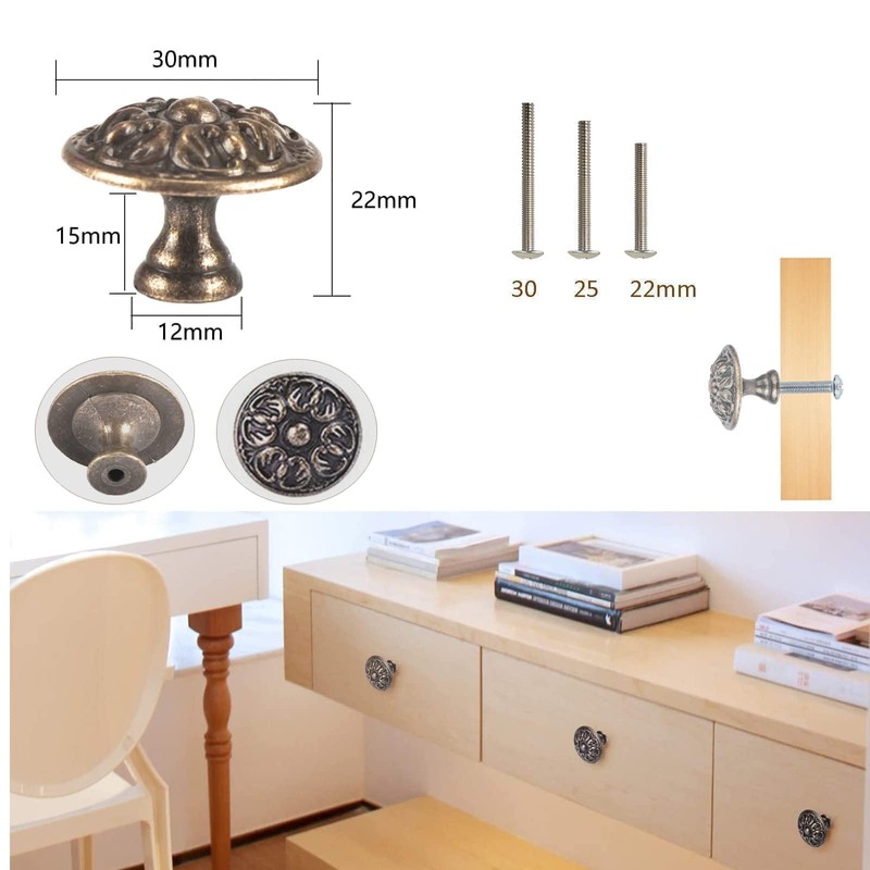 ShipeeKin 6 x Retro Antique 30 mm Furniture Knobs Drawer