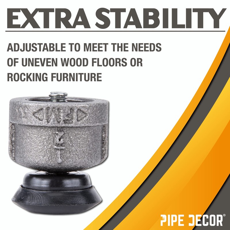 PIPE DECOR Furniture Leg Levelers for ½” Pipe Legs (4