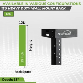 NavePoint 12U 2 Post Wall Mount 18 Inch Deep Switch Depth Heavy Duty Network Server Rack