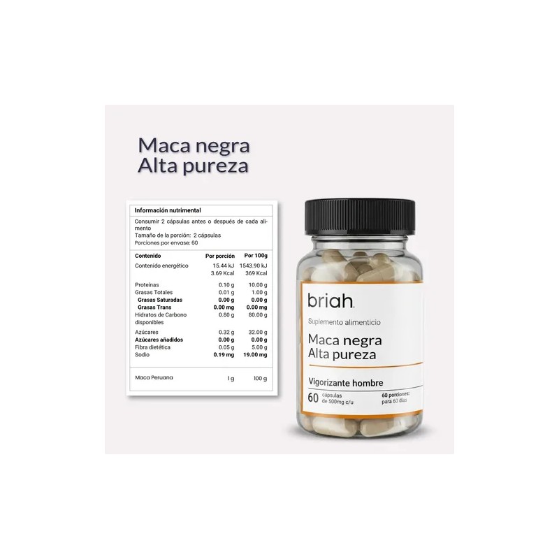 Maca Negra Briah Pureza A 500 Mg Energía Y Vitalidad