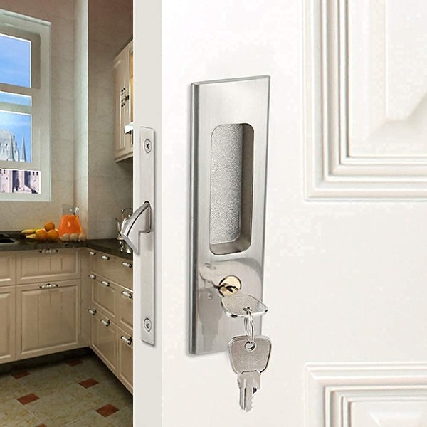 CCJH Sliding Door Lock Invisible Recessed Handle Latch with Keys