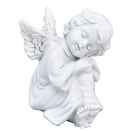 Fybida Small Angel Statue Figurines - Cherub Statue Resin Pretty Style White Baby Figurines for Party Decorations (Thoughtful Angel Went)