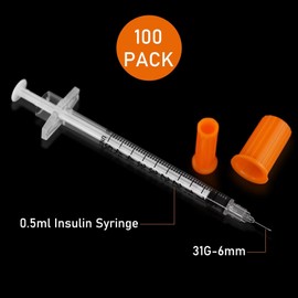 100 Pack 0.5ml/cc Multiple Uses Measuring Tools with 31G(6mm), Plastic Tube, Individually Wrapped