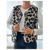 GORGLITTER Women's Leopard Sherpa Vest Fuzzy Vest Outerwear Trendy Fall
