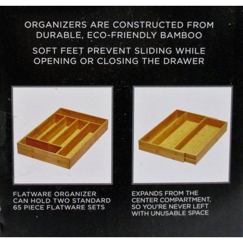 Sabatier 10 pc Bamboo Drawer Organizer Set with 8 Plastic