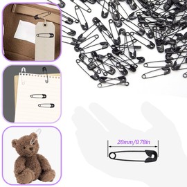 Hocansen 500 Pcs Safety Pins 20mm Small Sewing Pins Tiny Safety Pins for Clothes Small Safety Pins Bulk for Tag Jewelry Making Handicrafts (Black/20mm)
