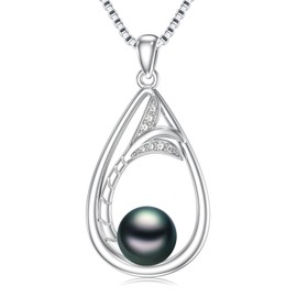 KANNSOAR Black Pearl Necklace Gifts for Mom Mother Wife Tahitian Pearl Necklaces for Women Jewelry Black Pearls Jewelry Gift for Her