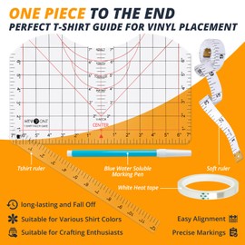 4PCS Tshirt Ruler Guide Set - Precision Alignment Tool for HTV Vinyl Heat Press, All-in-One T-Shirt Measurement Ruler for Centering Designs and Crafting - Essential Cricut Accessories & Supplies