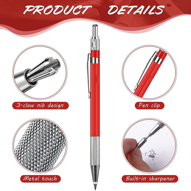 Lrtzizy Welders Pencil with 12PCS Refills, Metal Marker Mechanical Welding