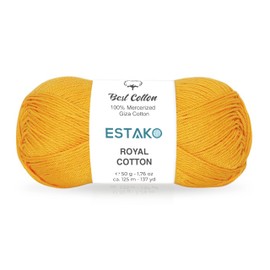 Estako Royal Cotton, 100% algodón mercerizado Giza, suave, súper fino 1 para ganchillo y tejer 1.7 onzas (50 g) / 137 años (125 m) (5064 - amarillo oscuro)