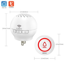 SINGCALL Tuya Wifi Smart SOS - Sistema inalámbrico de emergencia para cuidadores de pacientes ancianos, niños, 2 transmisores, 1 receptor de enchufe
