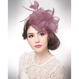 Bniksok Retro Fascinators Hat for Women Tea Party Headband Flower Weddings Bridal Shower Themed Party Favors A-Brown