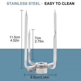 CPROSP 2 Meat Clips for Rotisserie Skewers, Meat Needles for Barbecue Skewers, Stainless Steel with Diameter 12 mm with Locking Screw with Red Protective Cover