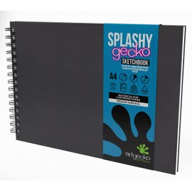 Artgecko Splashy Sketchbook A4 Landscape - 40 Pages (20 Sheets) 300gsm White Cartridge Paper