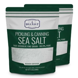 Pickling & Canning Sea Salt - Fine Grain Salt for Home Curing - Non-Iodized, Gluten Free, No Additives, No Bleaching - Kosher Canning Kit Essential for Homemade Brine - (5lb Pouch x 2)
