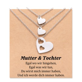 Aunis Mother Daughter Matching 2/3 Set Heart Necklace, Jewellery, Gifts for Mother and Daughter, Stainless Steel