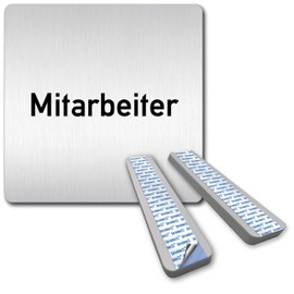 Türschilder24 XXL Door Sign, 125 x 125 mm, Employee + Spacer, 1.5 mm Aluminium Solid Material, 100% Made in Germany