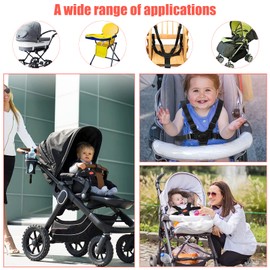 cersaty® 2 x 5-point straps, durable high chair strap with 3 pram hooks for children's high chairs, prams, car baby seat, baby dining room chair