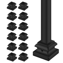 Patavin 12 Pcs 1/2" Iron Baluster Flat Shoes for Interiors Square Stair Holoow Sprindles,Satin Black