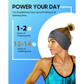 Sleep Headphones, Bluetooth Headband for Sidesleeper, TWS Headband Headphones, Travel Essentials Wireless Eardphones Headbands for Women Perfect for Workout Cool Tech Gadgets Sleep Mask Bluetooth Gray