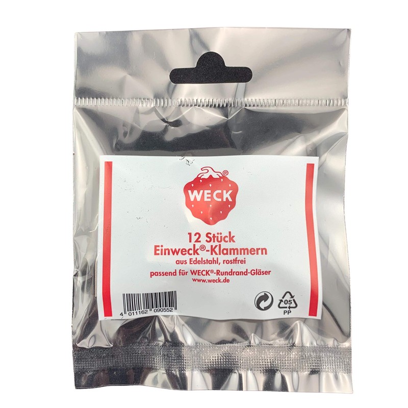 Veroline Weck Jar/Preserving Jar, Stainless Steel Clips (Original Weck) (12,