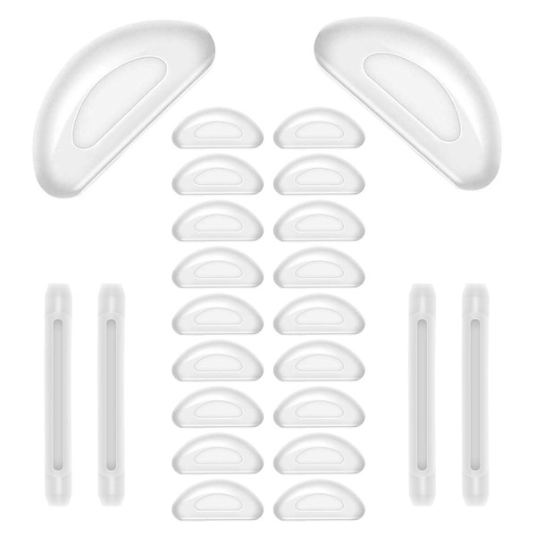 10 Pairs Eyeglass Nose Pads Silicone Soft Seft Adhesive Thin Anti-Slip Nosepads for Eyeglasses Glasses Sunglasses (Transparent 1mm)