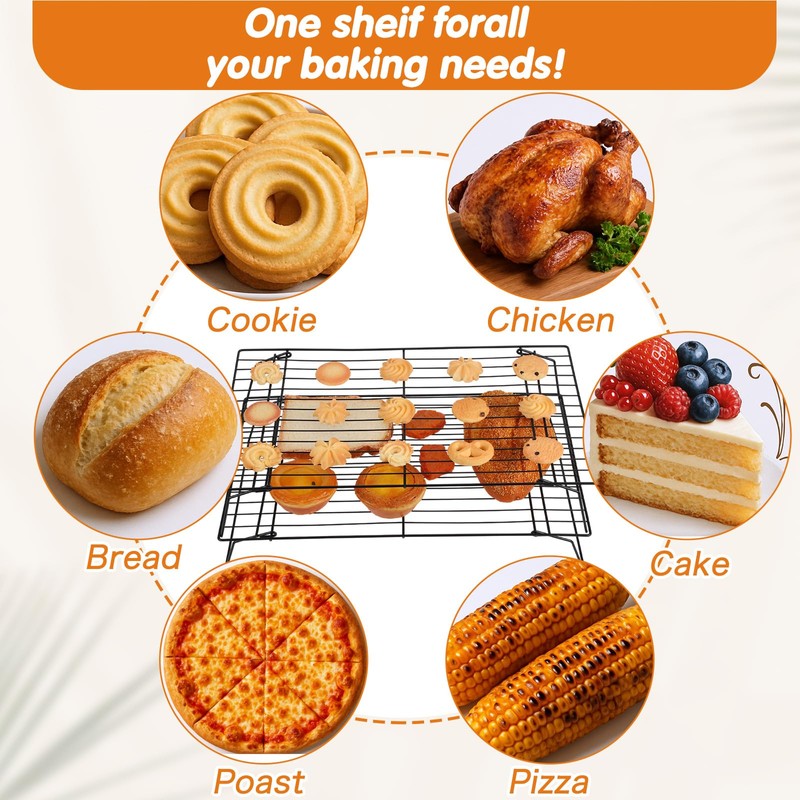 4 Pcs Stackable Cooling Racks, Heavy Duty Iron Wire Baking