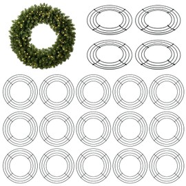 GINLANK 20 PCS 8 Inch Wire Wreath Frames, Green Metal Wreath Form, Metal Round Floral Ring Frames for Christmas New Year Holiday Decoration