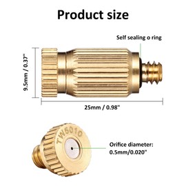 CozyCabin 30 Pcs Brass Misting Nozzle, 0.02"/0.5mm Orifice High Pressure Spray Misting Nozzle 10/24 UNC Outdoor Anti Drip Spray Head for Landscaping Greenhouse